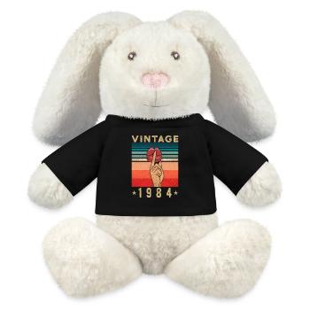 1984 Birthday Gift Retro Woman - MiniFeet® RecycelHase® Bunny Cream - black - Front