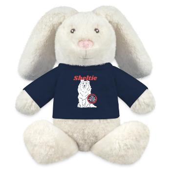 Sheltie Shetland Sheepdog Hund Geschenk - MiniFeet® RecycelHase® Creme - French Navy - Vorne