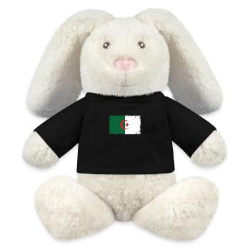 Algérie Battements de cœur Drapeau Algérie vintage - Lapin en peluche recyclé MiniFeet® Crème - noir - Devant