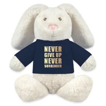 Never give up never surrender - MiniFeet® RecycelHase® Creme - French Navy - Vorne