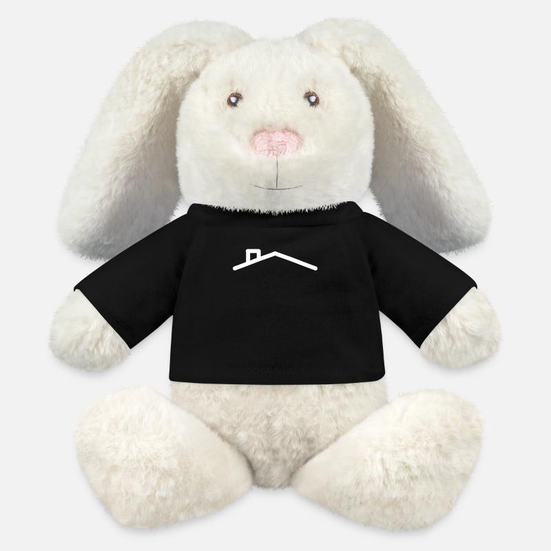 Toit de la maison - Lapin en peluche recyclé MiniFeet® Crème - noir