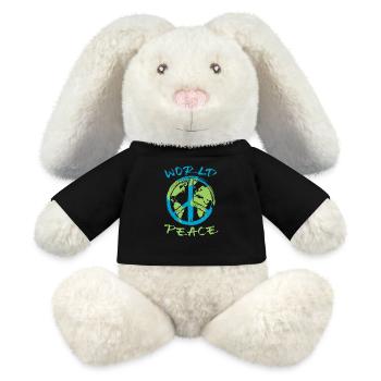 Paix Mondiale Terre Planète Signe de Paix - Lapin en peluche recyclé MiniFeet® Crème - noir - Devant