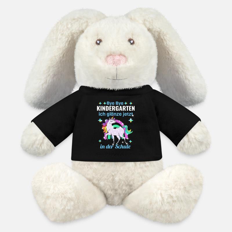 Bye Bye Kindergarten Glitzer Einhorn Einschulung - MiniFeet® RecycelHase® Creme - Schwarz