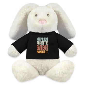 Gardez calme Jardinier disant Cadeau de jardinier - Lapin en peluche recyclé MiniFeet® Crème - noir - Devant