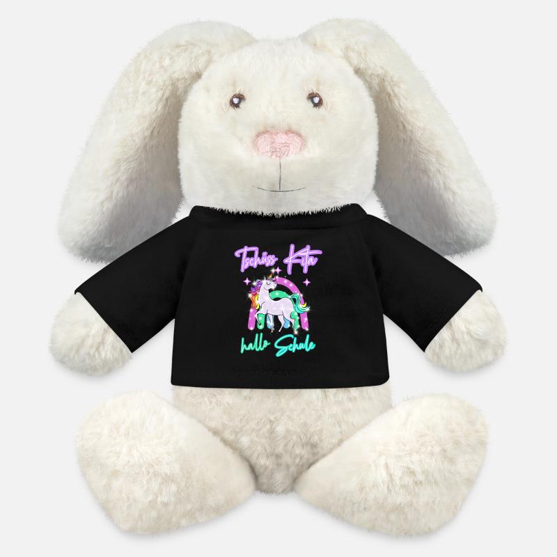 Tschüss Kita! hallo Schule Regenbogen Einhorn - MiniFeet® RecycelHase® Creme - Schwarz