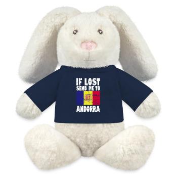 Dicton du drapeau d’Andorre - Lapin en peluche recyclé MiniFeet® Crème - bleu marine - Devant