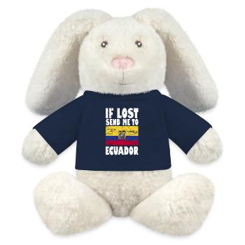 Drapeau de l’Équateur - Lapin en peluche recyclé MiniFeet® Crème - bleu marine - Devant