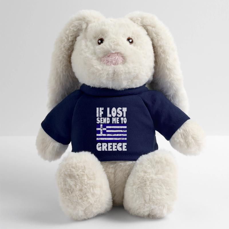 Drapeau de la Grèce Lapin en peluche recyclé MiniFeet® Crème