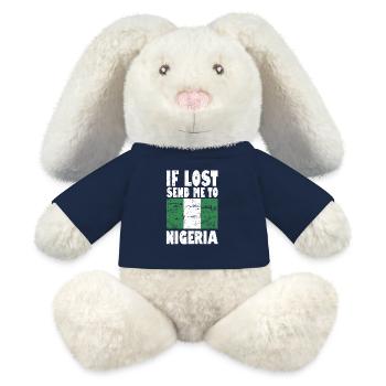 Drapeau du Nigeria - Lapin en peluche recyclé MiniFeet® Crème - bleu marine - Devant