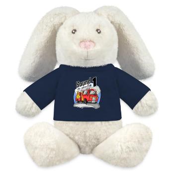 Bébé 1 an Jeune camion de pompiers Voiture - Lapin en peluche recyclé MiniFeet® Crème - bleu marine - Devant