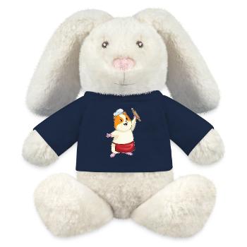 Hamster boulanger au rouleau à pâtisserie - Lapin en peluche recyclé MiniFeet® Crème - bleu marine - Devant