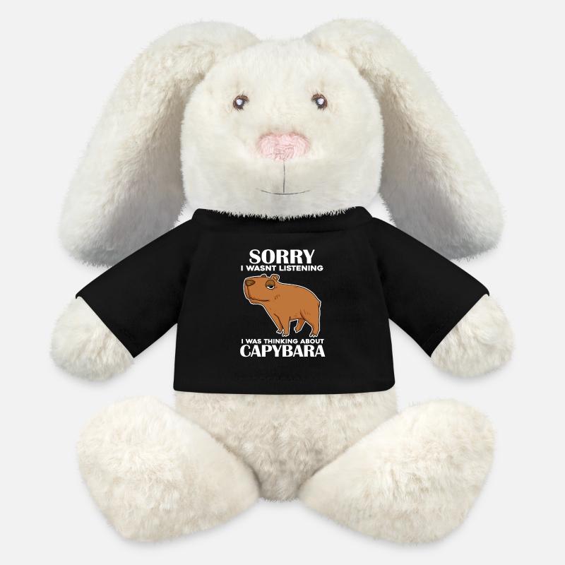 Capybara Capybara Cadeau - Lapin en peluche recyclé MiniFeet® Crème - noir