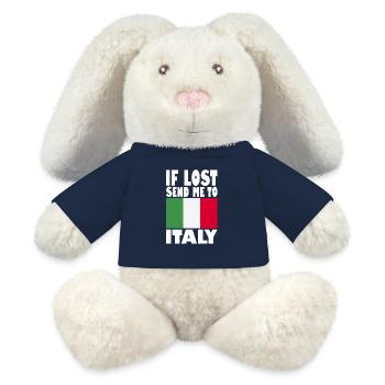 Drapeau de l’Italie - Lapin en peluche recyclé MiniFeet® Crème - bleu marine - Devant