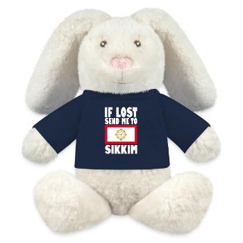 Drapeau du Sikkim - Lapin en peluche recyclé MiniFeet® Crème - bleu marine - Devant