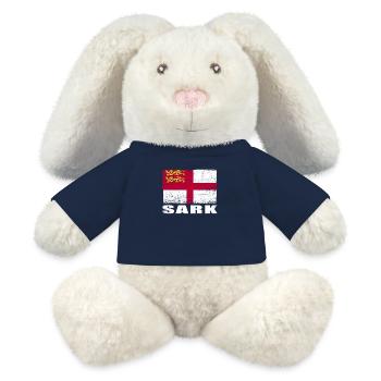 Drapeau de Sark Grunge Drapeau de Sark - Lapin en peluche recyclé MiniFeet® Crème - bleu marine - Devant