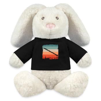 Clarinettiste Retro Clarinet Silhouette - Lapin en peluche recyclé MiniFeet® Crème - noir - Devant