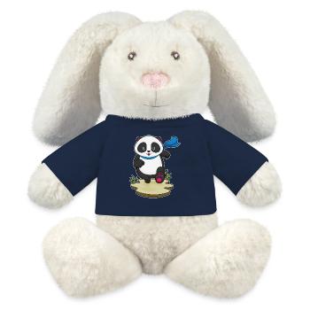 Panda Jogger Jogging Sport - Lapin en peluche recyclé MiniFeet® Crème - bleu marine - Devant