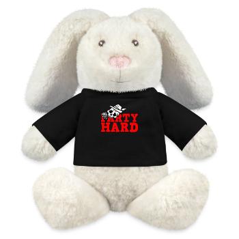 Birthday with alcohol and beer - Party Hard - MiniFeet® RecycelHase® Bunny Cream - black - Front