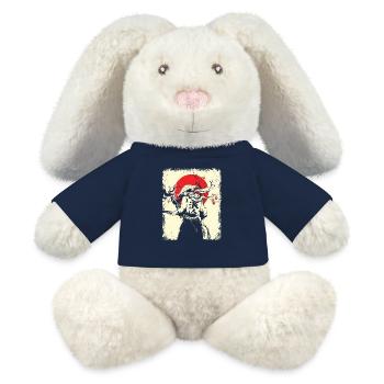 Samouraï - Lapin en peluche recyclé MiniFeet® Crème - bleu marine - Devant