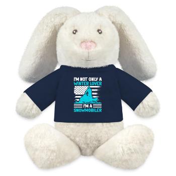 Schneemobil Schneemobilfahrer Snowmobile Geschenk - MiniFeet® RecycelHase® Creme - French Navy - Vorne