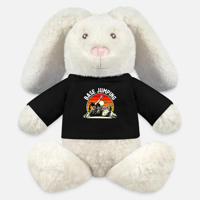Base jump - Lapin en peluche recyclé MiniFeet® Crème - noir
