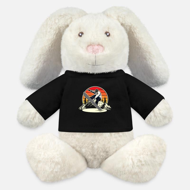 Snowboard Snowboarding Snowboarder - MiniFeet® RecycelHase® Bunny Cream - black