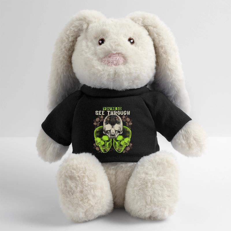 Conception du crâne avec un dicton amusant, 3 crânes Lapin en peluche recyclé MiniFeet® Crème