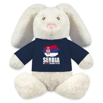 Drapeau de la Serbie - Lapin en peluche recyclé MiniFeet® Crème - bleu marine - Devant