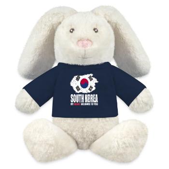 Drapeau de la Corée du Sud - Lapin en peluche recyclé MiniFeet® Crème - bleu marine - Devant