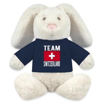 Drapeau de la Suisse - Lapin en peluche recyclé MiniFeet® Crème - bleu marine - Devant