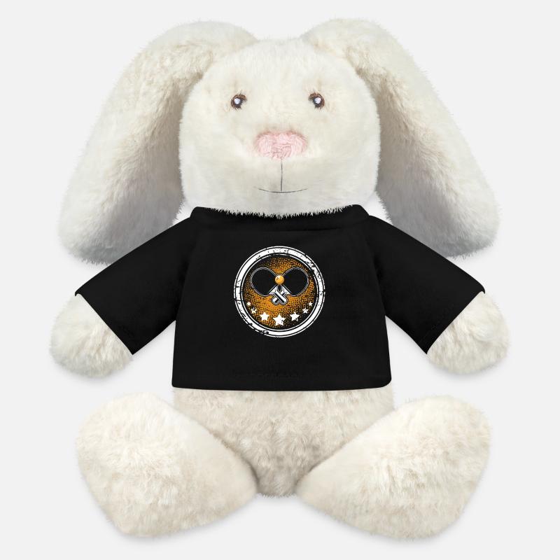 Ping-pong - Lapin en peluche recyclé MiniFeet® Crème - noir
