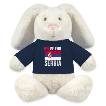 Drapeau de la Serbie - Lapin en peluche recyclé MiniFeet® Crème - bleu marine - Devant