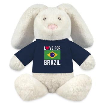 Brésil Souvenir - Lapin en peluche recyclé MiniFeet® Crème - bleu marine - Devant