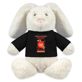 Signe chinois du zodiaque singe - Lapin en peluche recyclé MiniFeet® Crème - noir - Devant
