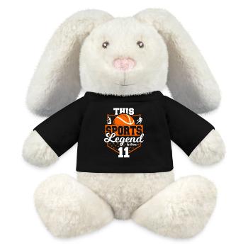 This sports legend is now 11, basketball game - MiniFeet® RecycelHase® Bunny Cream - black - Front