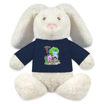 1. Geburtstag Niedliche Tiere 1 Jahr alt - MiniFeet® RecycelHase® Creme - French Navy - Vorne