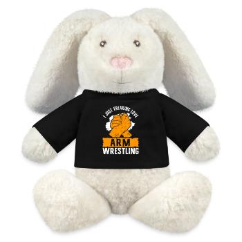 Arm Wrestling Armwrestling Armdrücken Geschenk - MiniFeet® RecycelHase® Creme - Schwarz - Vorne