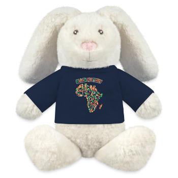 Afrique, Dire Souvenez-vous-de-vos racines, Histoire des Noirs - Lapin en peluche recyclé MiniFeet® Crème - bleu marine - Devant
