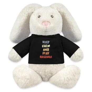 Slogan du baseball - Lapin en peluche recyclé MiniFeet® Crème - noir - Devant