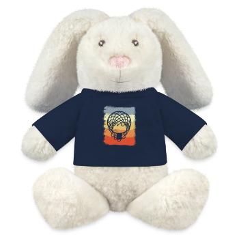 Cerceau de basket-ball vintage - Lapin en peluche recyclé MiniFeet® Crème - bleu marine - Devant