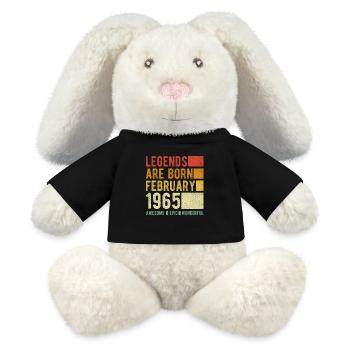 Anniversaire février 1965 - Lapin en peluche recyclé MiniFeet® Crème - noir - Devant