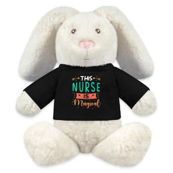 Cadeau infirmière - Lapin en peluche recyclé MiniFeet® Crème - noir - Devant