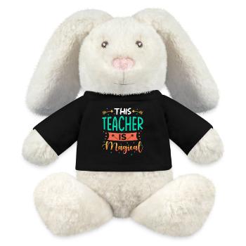Lehrerin Geschenk - MiniFeet® RecycelHase® Creme - Schwarz - Vorne