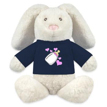 daughter milk bottle girl pregnant birth - MiniFeet® RecycelHase® Bunny Cream - french navy - Front
