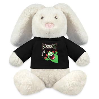 Drôle de monstre, boo-scare, blague de monstre - Lapin en peluche recyclé MiniFeet® Crème - noir - Devant