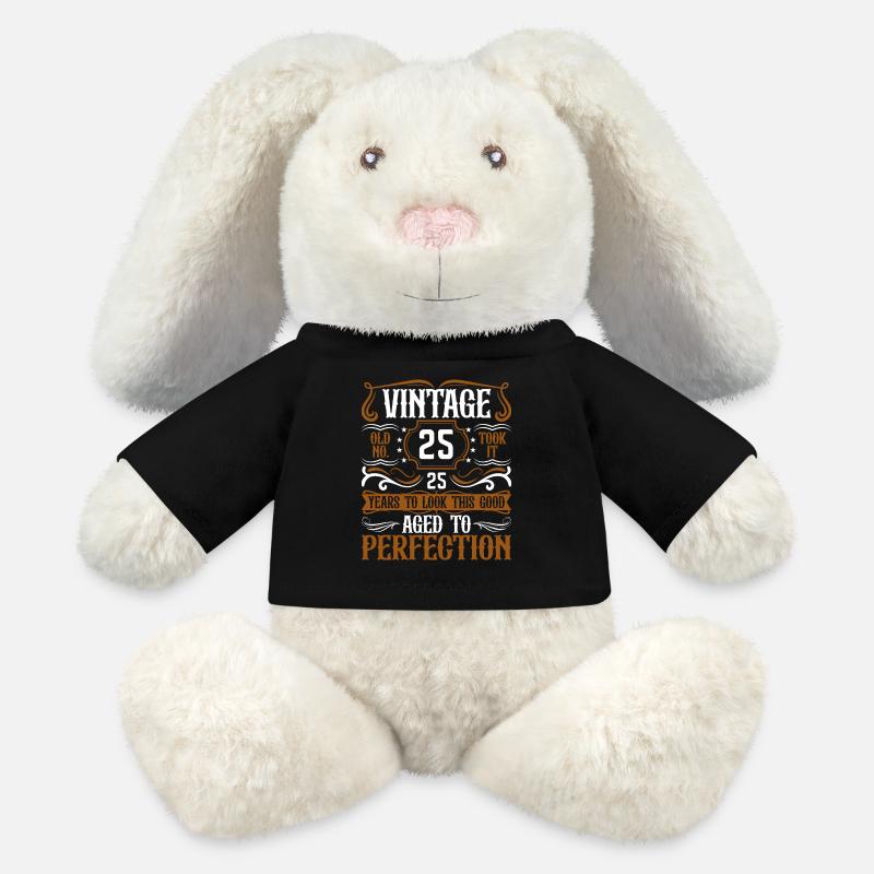25. Geburtstag Vintage Retro - MiniFeet® RecycelHase® Creme - Schwarz