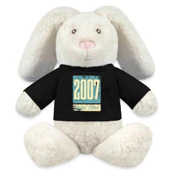 2007 Geboren Geburtstag Geburtsjahr - MiniFeet® RecycelHase® Creme - Schwarz - Vorne