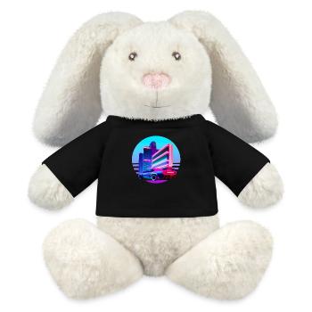 Retro Wave 80s Vaporwave Sunset - MiniFeet® RecycelHase® Creme - Schwarz - Vorne