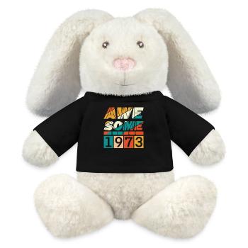 1973 Né Anniversaire Année de naissance millésime - Lapin en peluche recyclé MiniFeet® Crème - noir - Devant