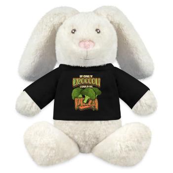 Brokkoli, lustiger Spruch, Witz, Pizza-Witz - MiniFeet® RecycelHase® Creme - Schwarz - Vorne